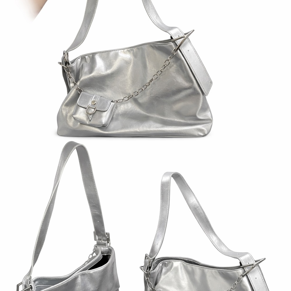 Fashion Nova Metallic Silver Shoulder Bag